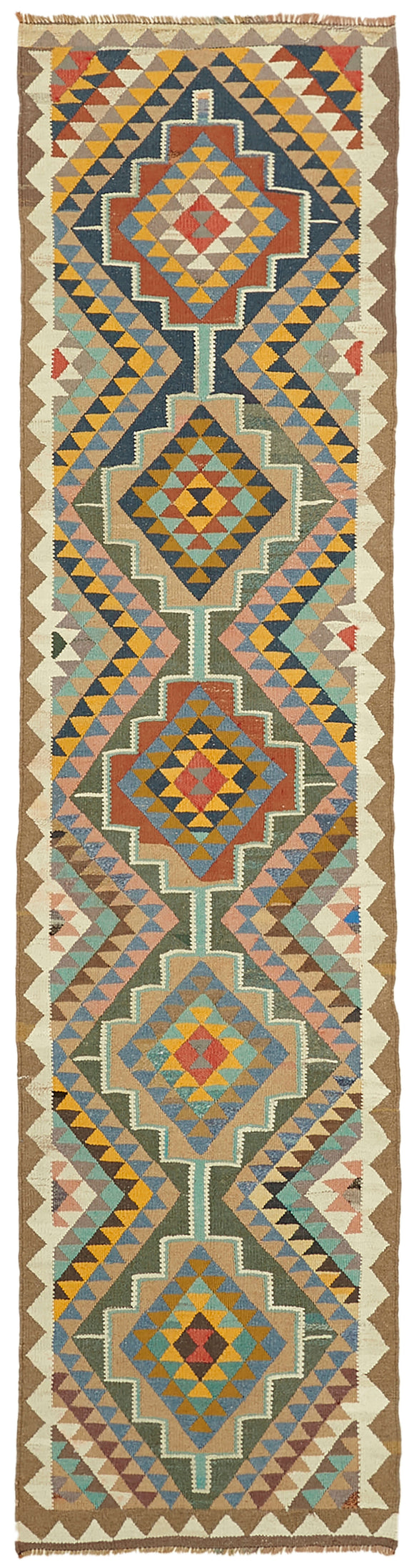 3x12 Multicolor Boho Runner Kilim Rugs - 43050