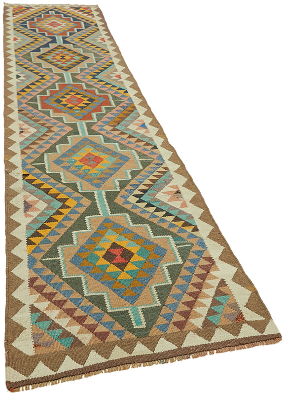 3x12 Multicolor Boho Runner Kilim Rugs - 43050
