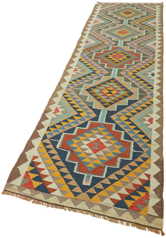 3x12 Multicolor Boho Runner Kilim Rugs - 43050