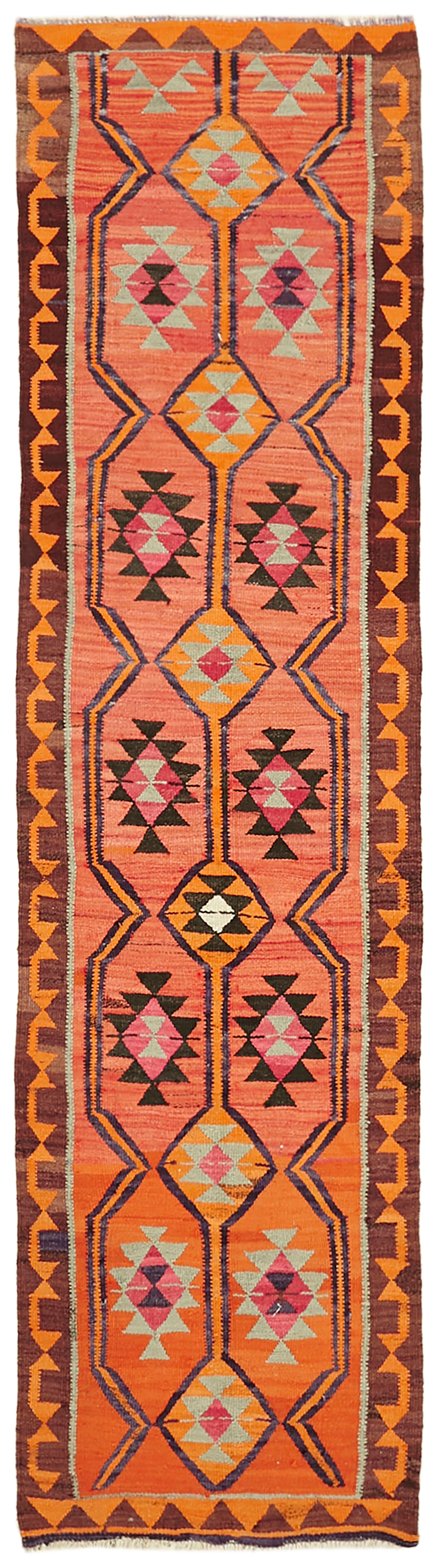 3x11 Multicolor Boho Runner Kilim Rugs - 43051