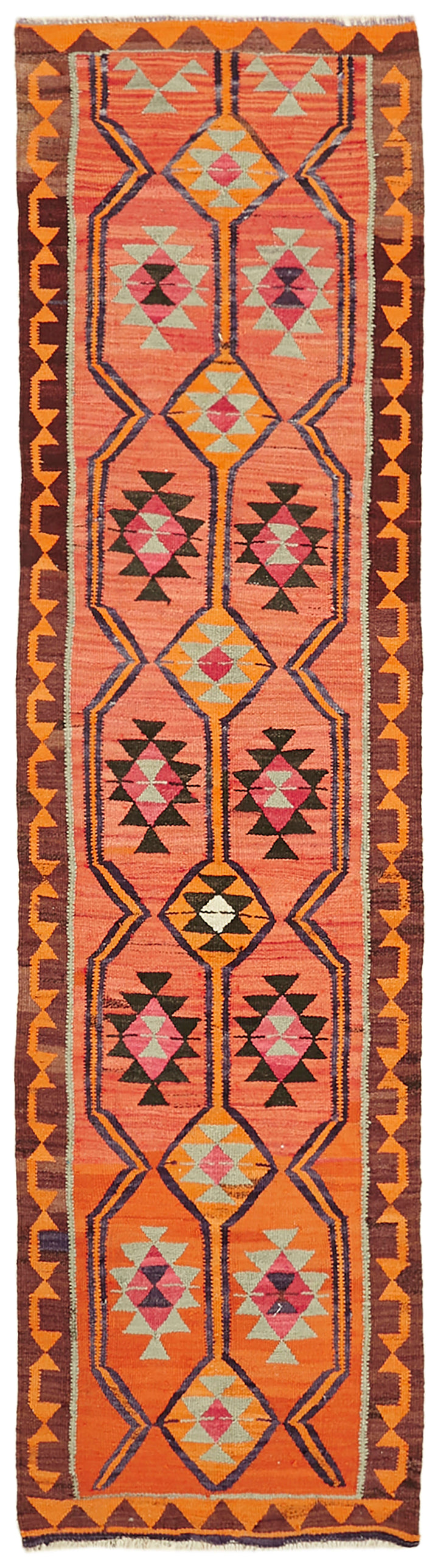 3x11 Multicolor Boho Runner Kilim Rugs - 43051