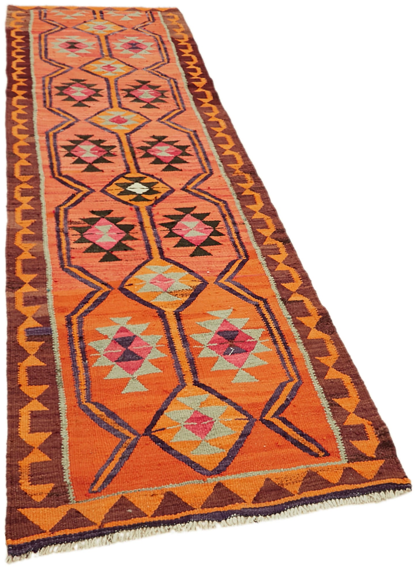 3x11 Multicolor Boho Runner Kilim Rugs - 43051