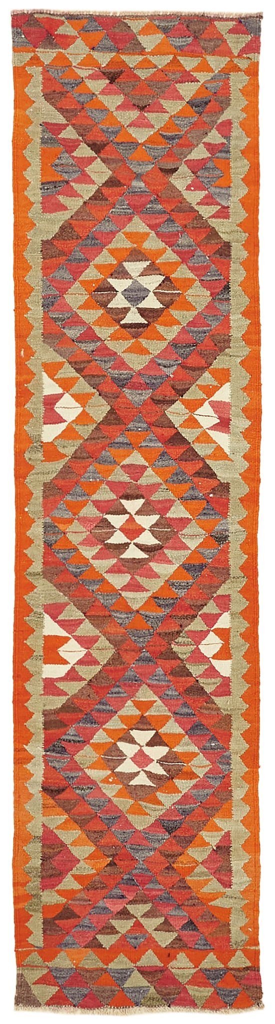 3x11 Multicolor Boho Runner Kilim Rugs - 43052