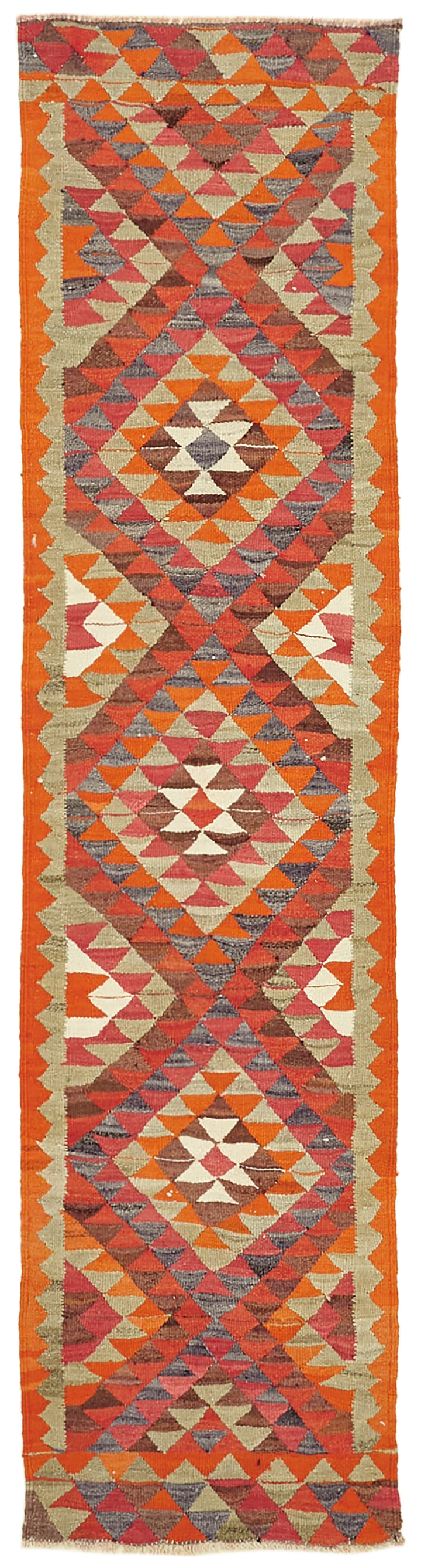 3x11 Multicolor Boho Runner Kilim Rugs - 43052