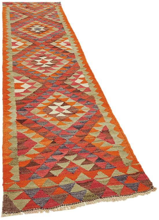 3x11 Multicolor Boho Runner Kilim Rugs - 43052