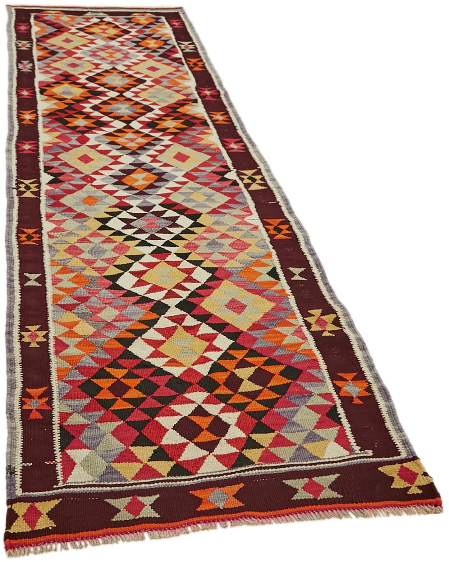 3x10 Multicolor Boho Runner Kilim Rugs - 43054