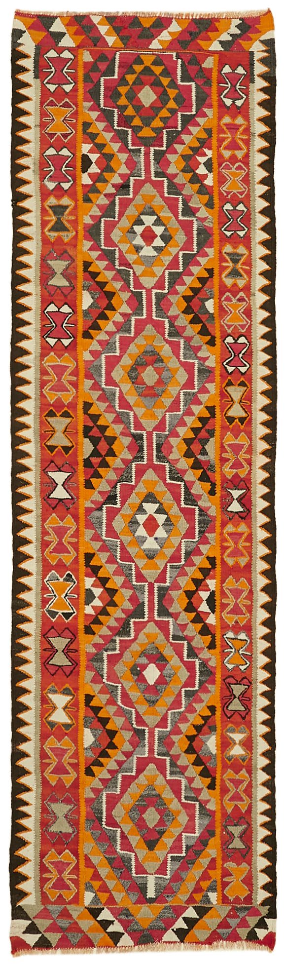 3x11 Multicolor Boho Runner Kilim Rugs - 43055