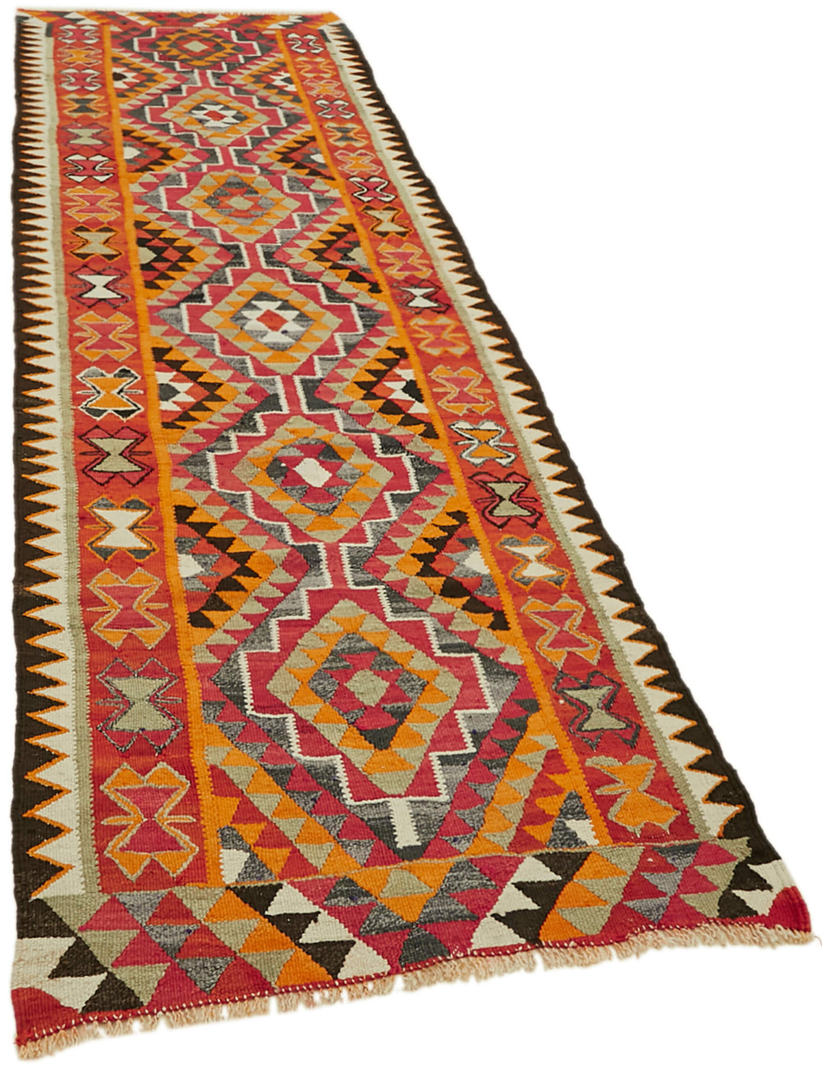 3x11 Multicolor Boho Runner Kilim Rugs - 43055