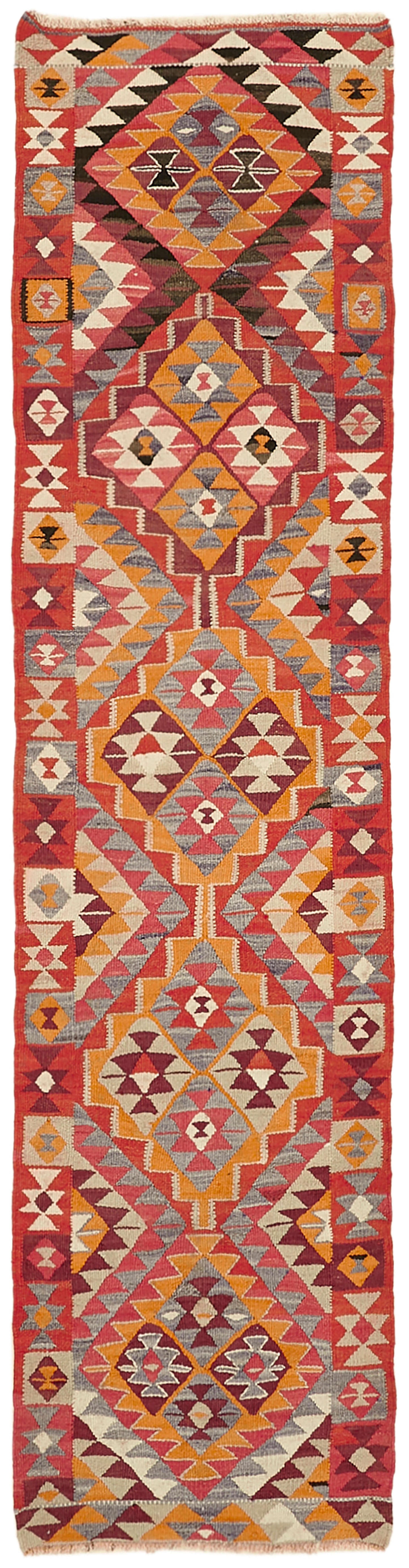 3x11 Multicolor Boho Runner Kilim Rugs - 43056