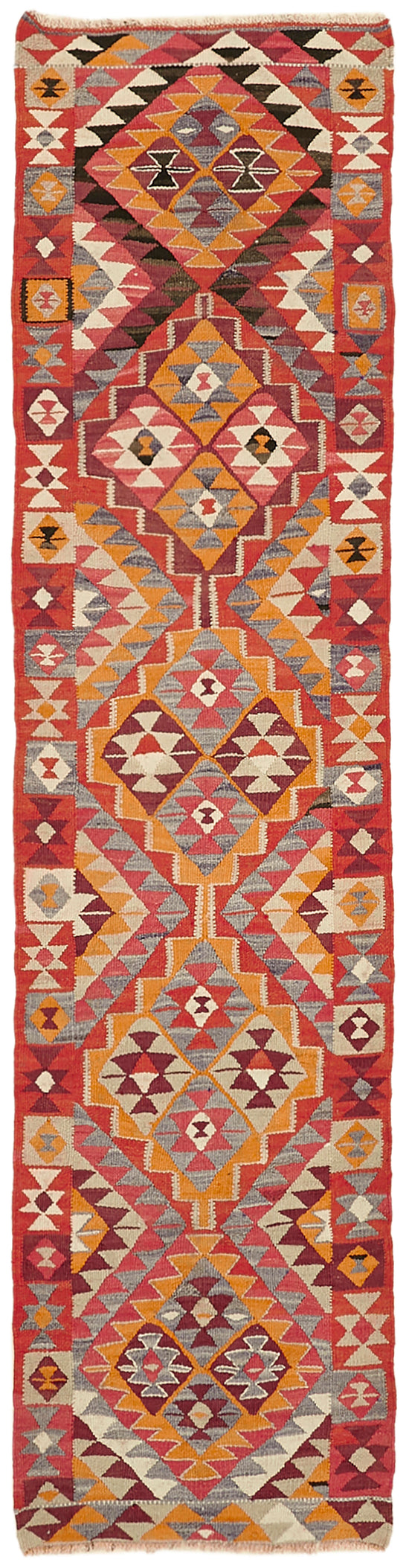 3x11 Multicolor Boho Runner Kilim Rugs - 43056