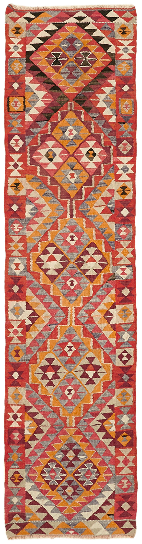 3x11 Multicolor Boho Runner Kilim Rugs - 43056