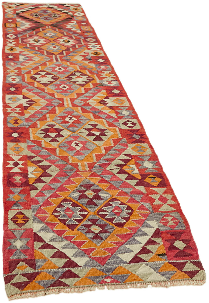 3x11 Multicolor Boho Runner Kilim Rugs - 43056