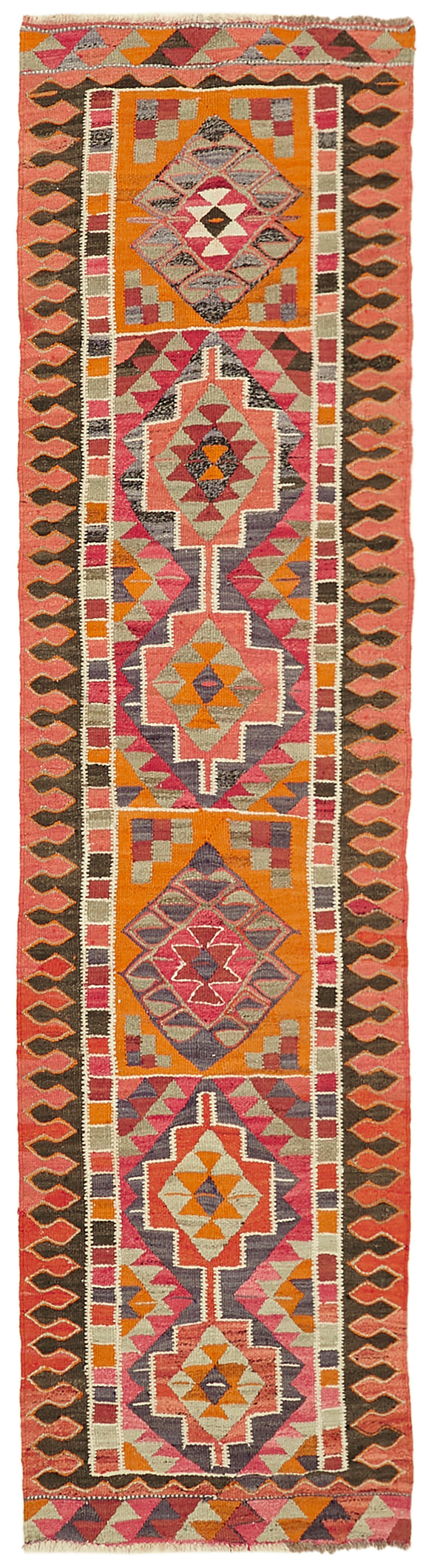 3x11 Multicolor Boho Runner Kilim Rugs - 43057