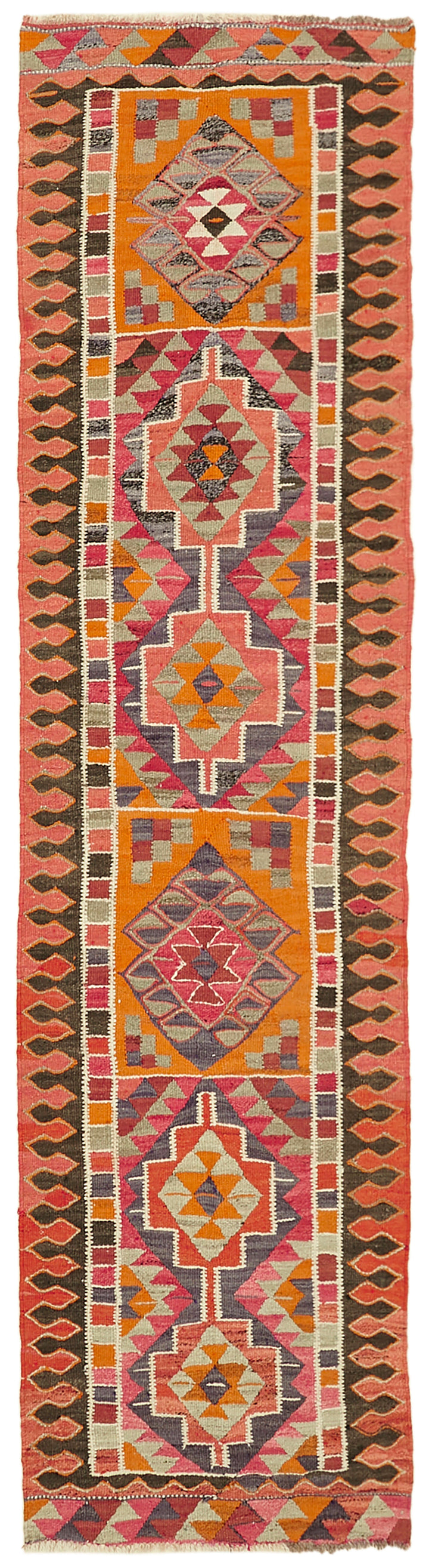 3x11 Multicolor Boho Runner Kilim Rugs - 43057
