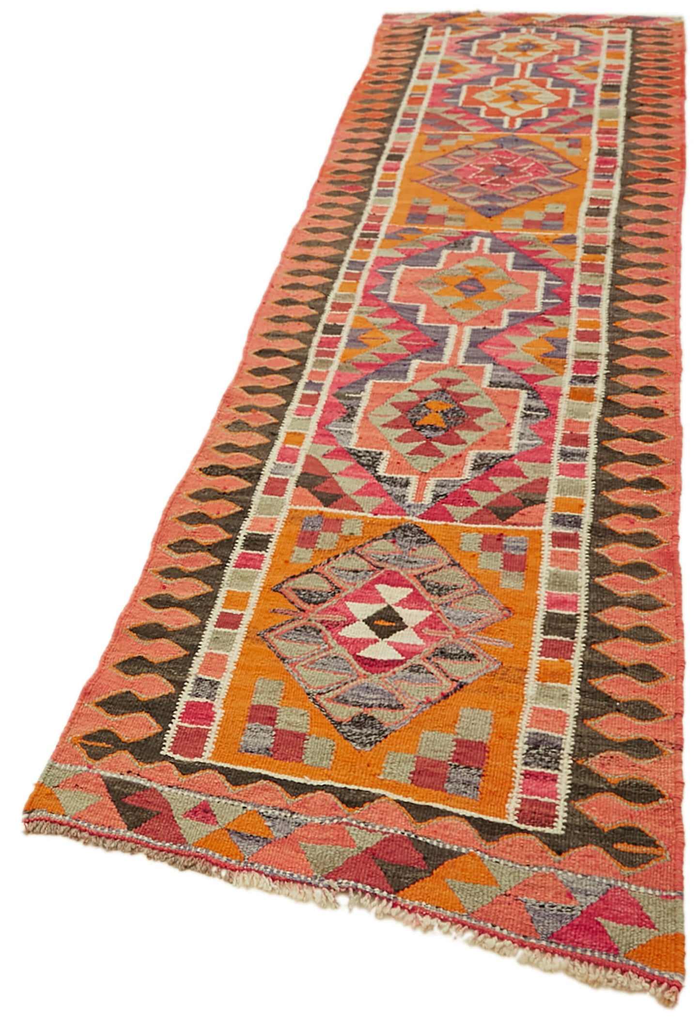 3x11 Multicolor Boho Runner Kilim Rugs - 43057