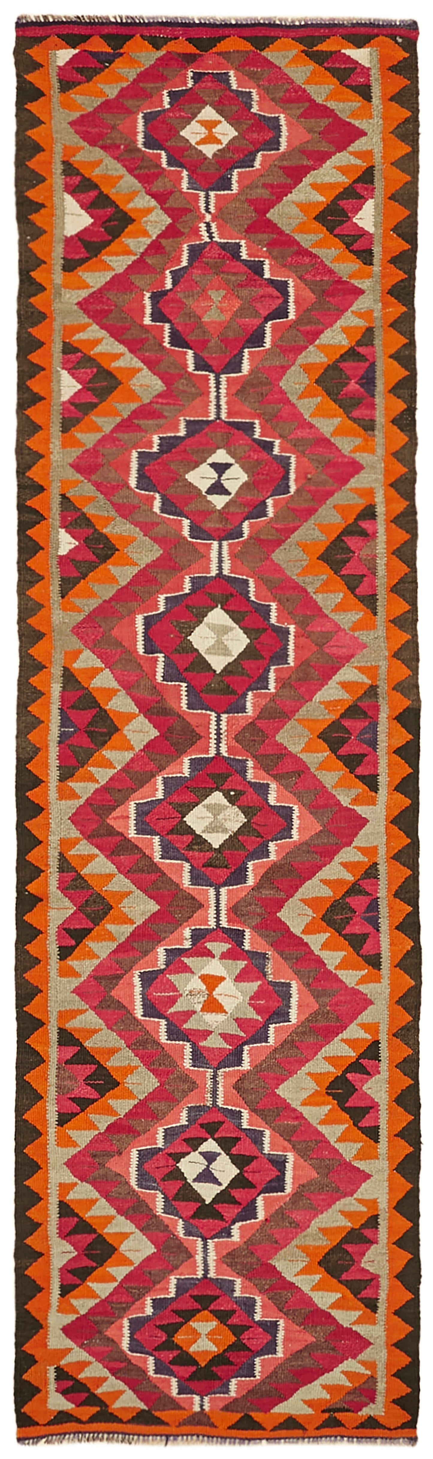 3x11 Multicolor Boho Runner Kilim Rugs - 43058