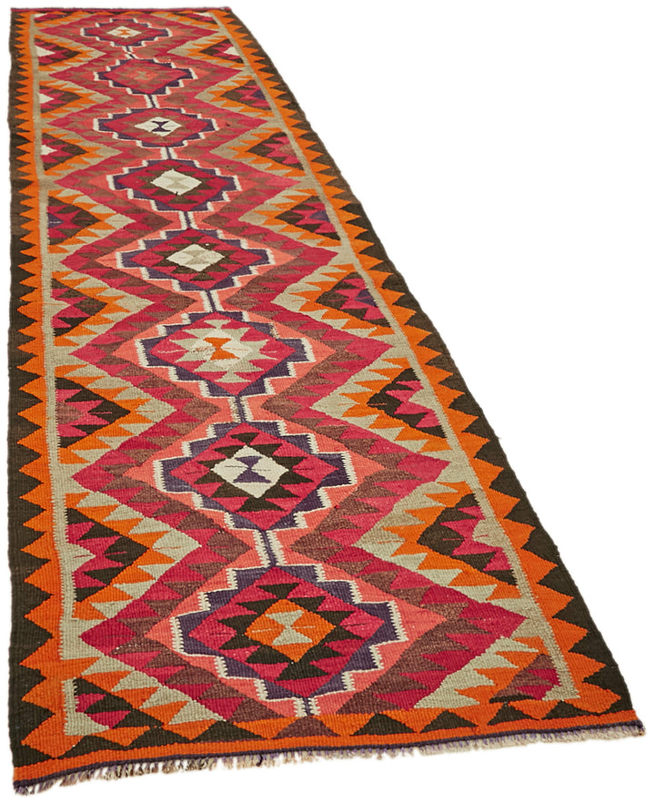3x11 Multicolor Boho Runner Kilim Rugs - 43058