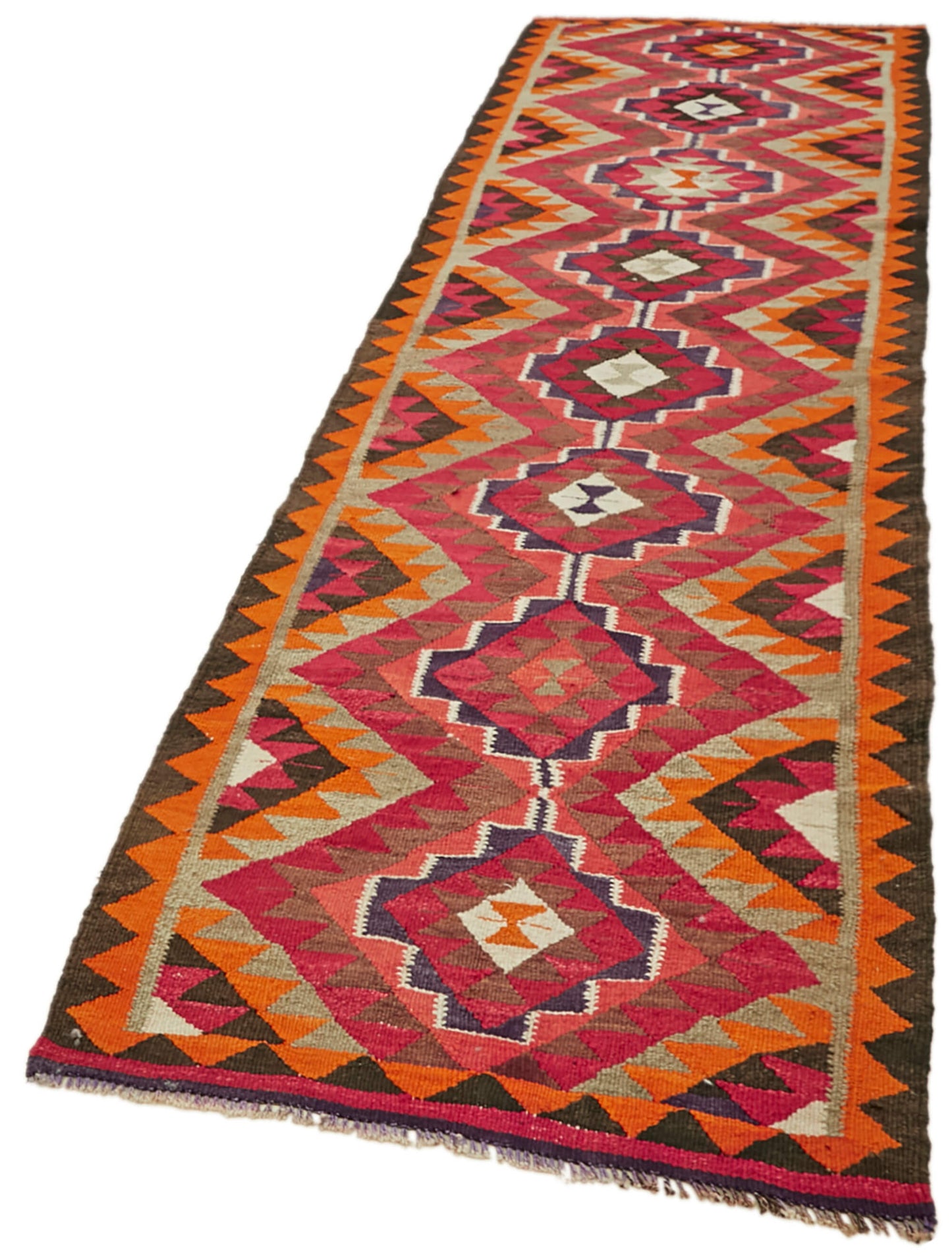 3x11 Multicolor Boho Runner Kilim Rugs - 43058