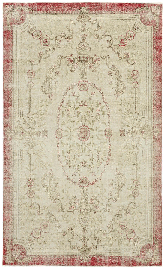 7x11 Beige Turkish Vintage Area Rug - 43158