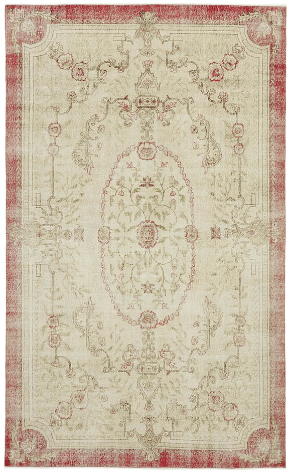 7x11 Beige Turkish Vintage Area Rug - 43158