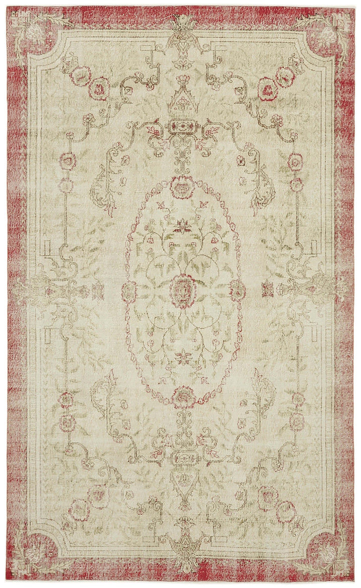7x11 Beige Turkish Vintage Area Rug - 43158