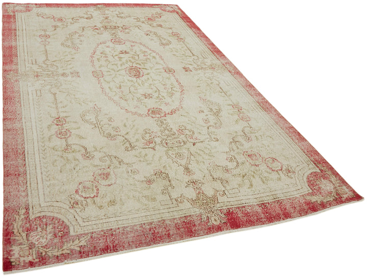 7x11 Beige Turkish Vintage Area Rug - 43158
