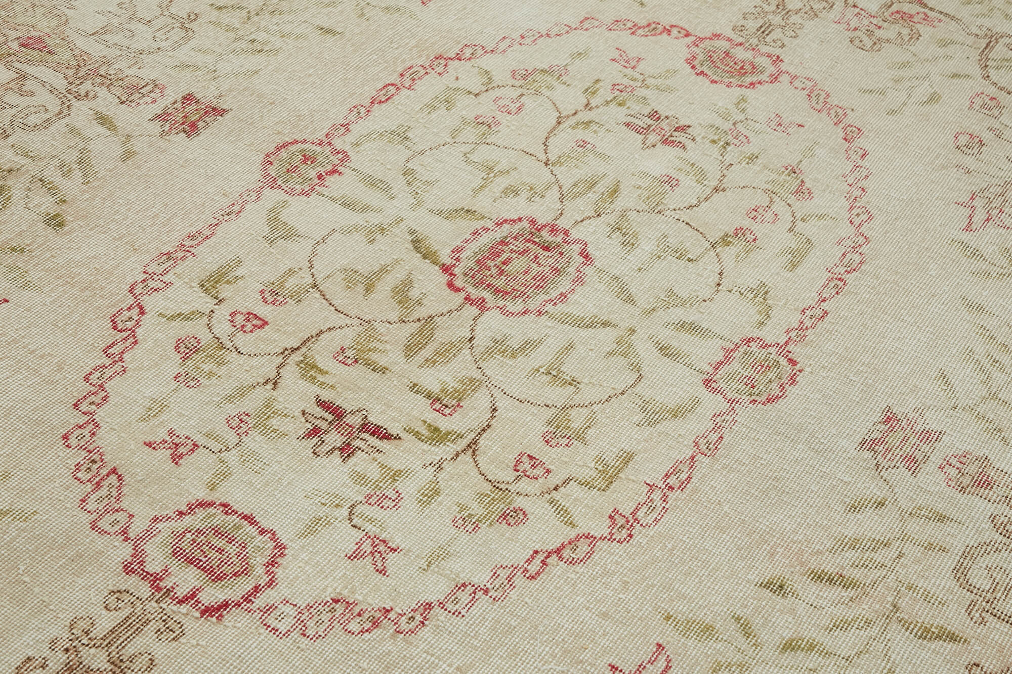 7x11 Beige Turkish Vintage Area Rug - 43158