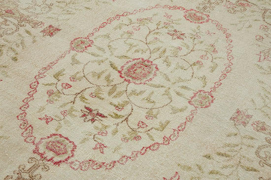 7x11 Beige Turkish Vintage Area Rug - 43158