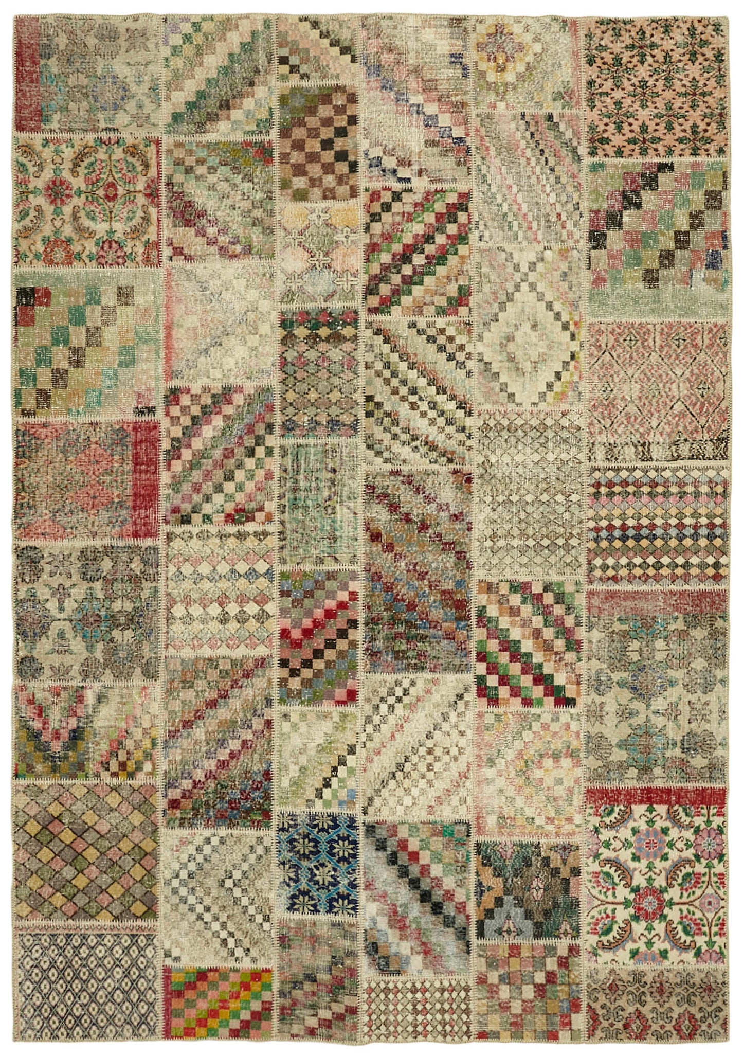 8x11 Beige Patchwork Rug- 43205