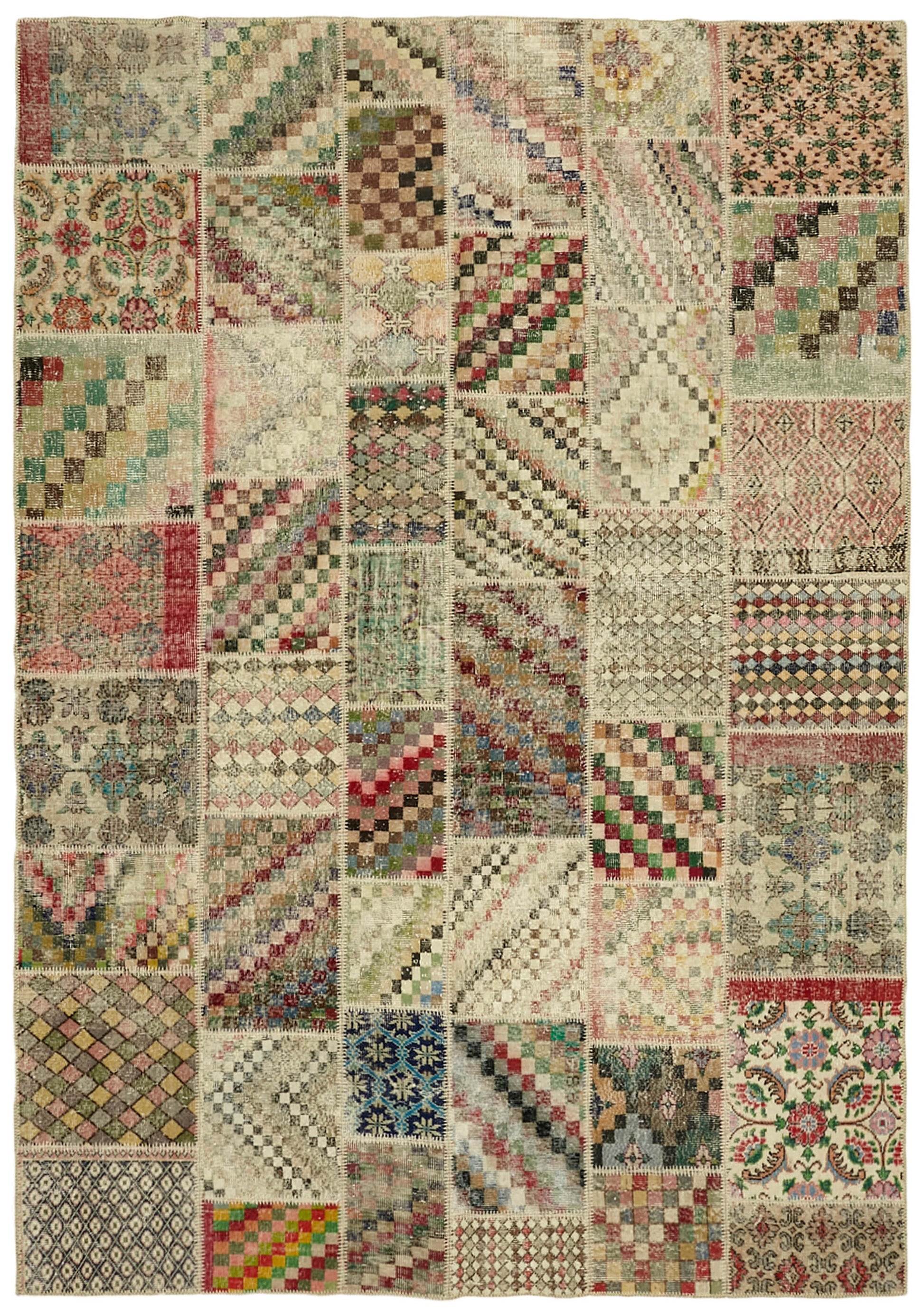 8x11 Beige Patchwork Rug- 43205