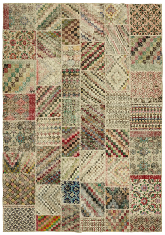 8x11 Beige Patchwork Rug- 43205
