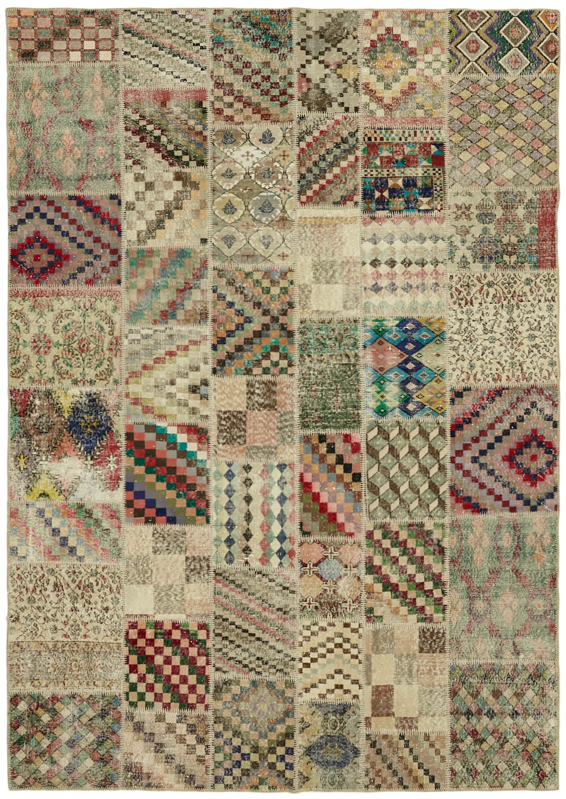 8x11 Beige Patchwork Rug- 43206