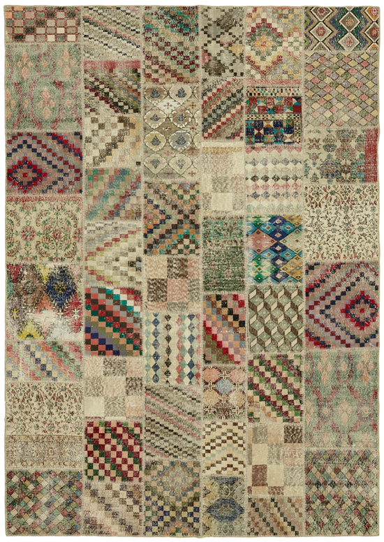 8x11 Beige Patchwork Rug- 43206