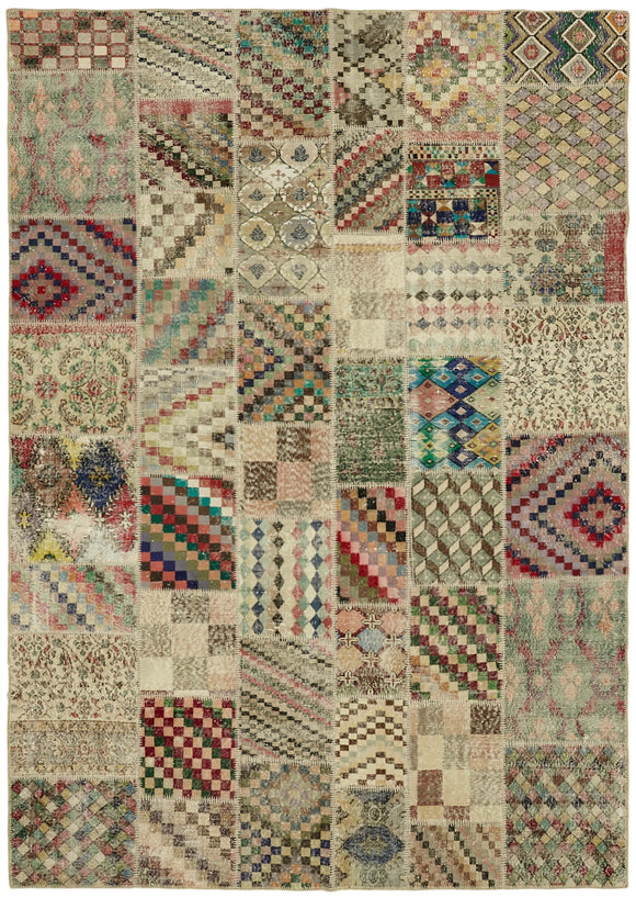 8x11 Beige Patchwork Rug- 43206