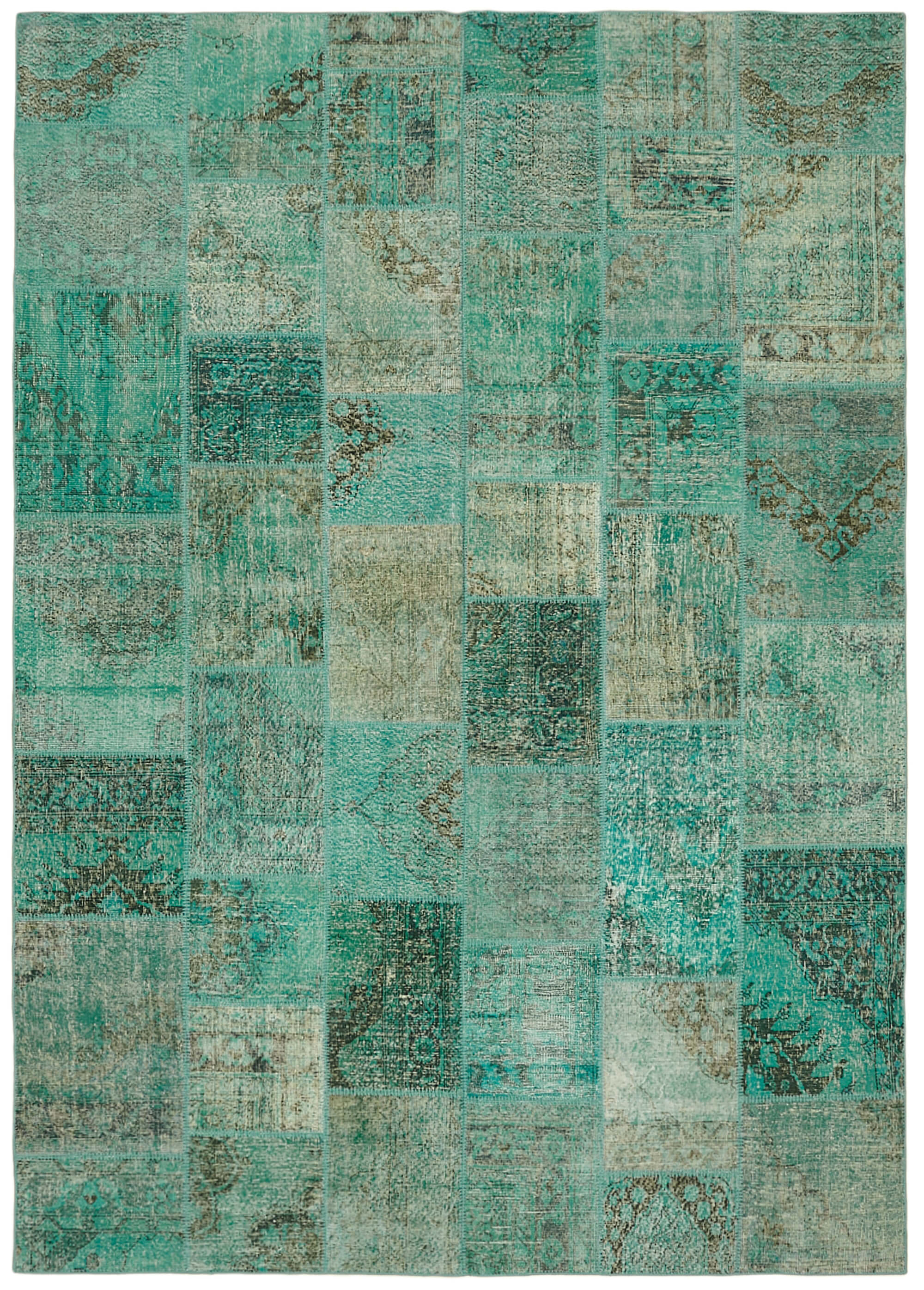 8x11 Turquoise Patchwork Rug- 43217