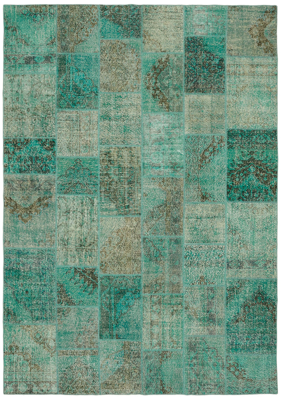 8x11 Turquoise Patchwork Rug- 43218