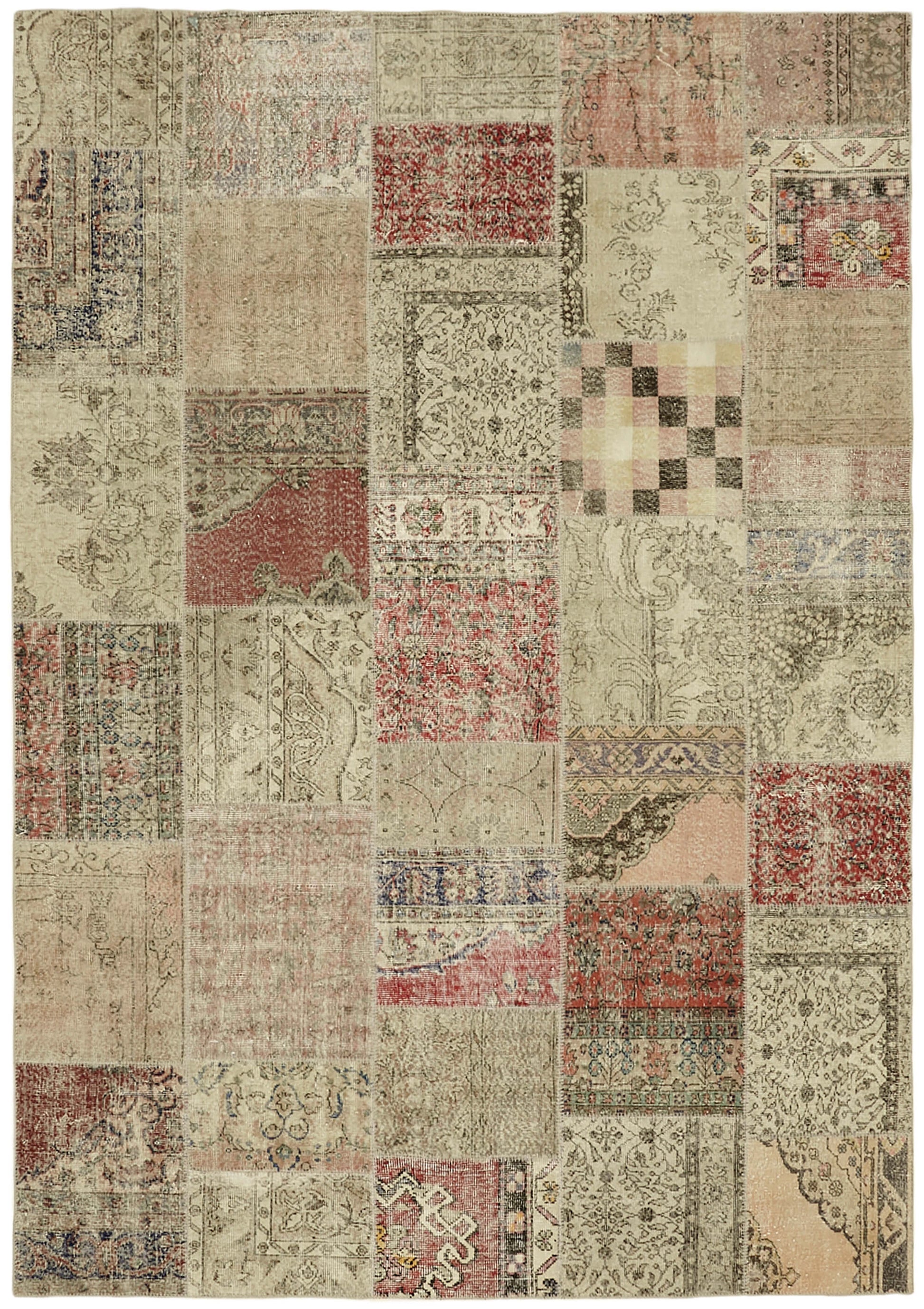 8x11 Beige Patchwork Rug- 43219