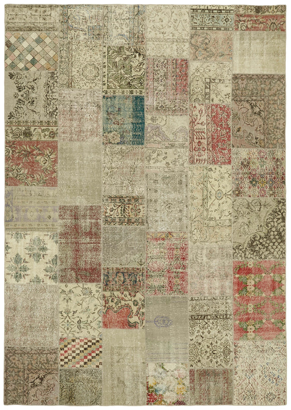 8x11 Beige Patchwork Rug- 43236