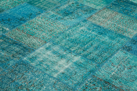 10x13 Turquoise Patchwork Rug - 43309