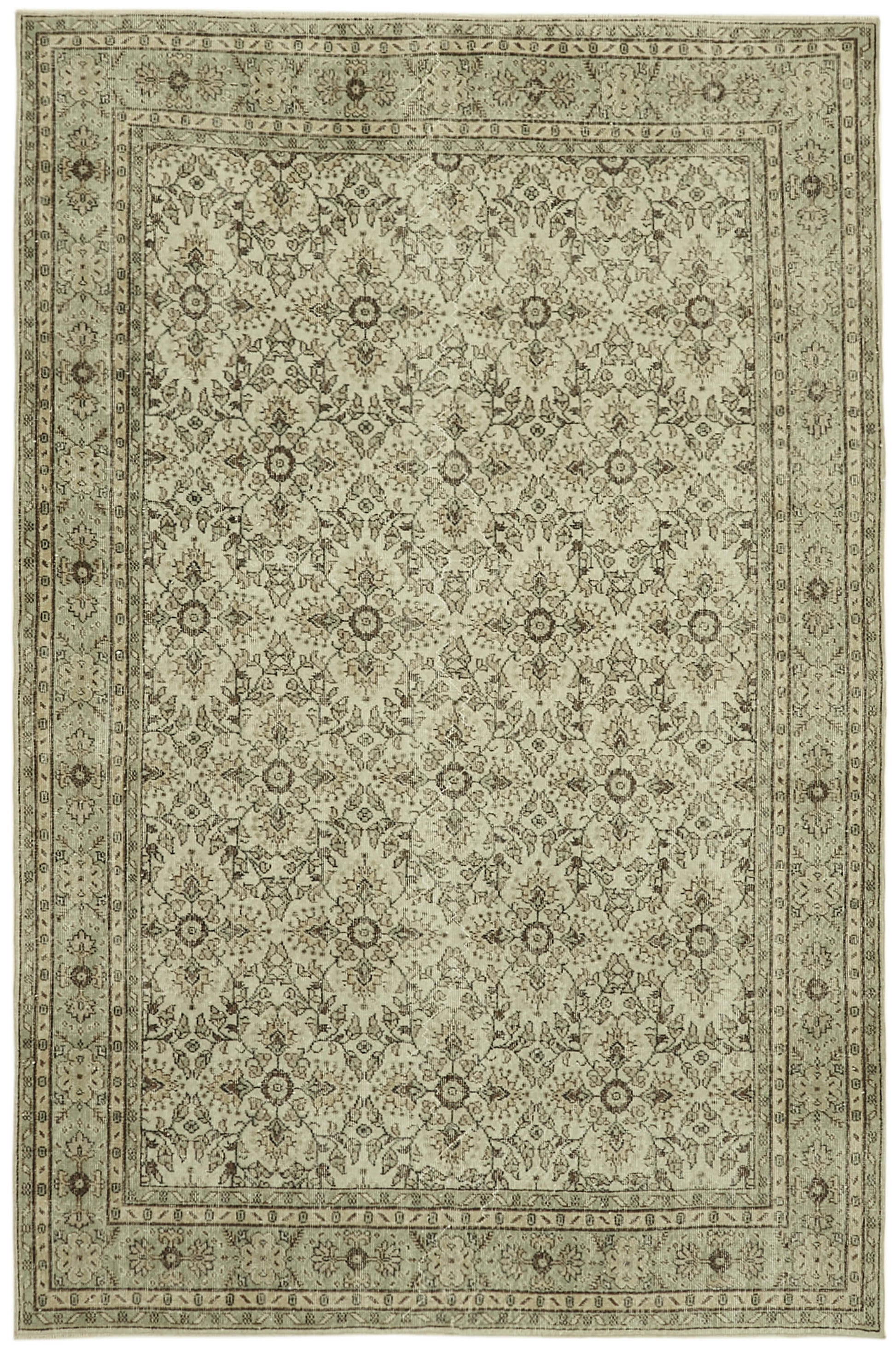 7x11 Beige Turkish Vintage Area Rug - 43427