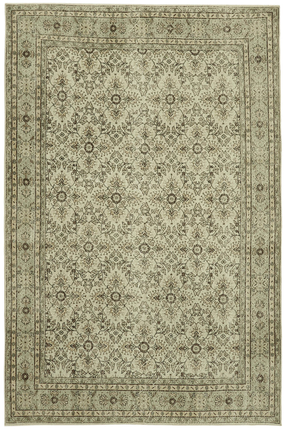 7x11 Beige Turkish Vintage Area Rug - 43427