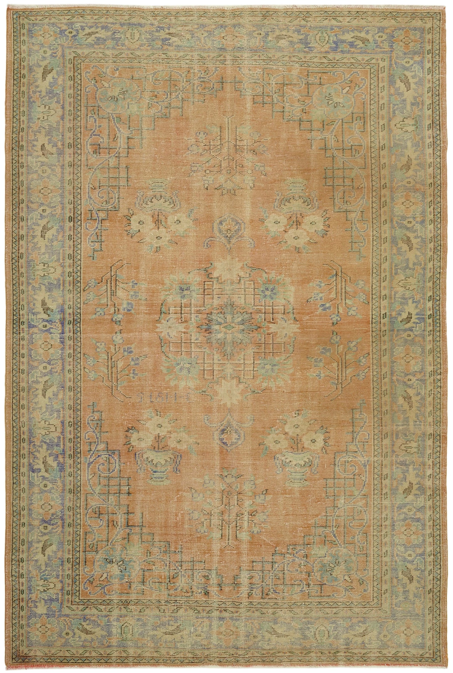 7x11 Beige Turkish Vintage Area Rug - 43450