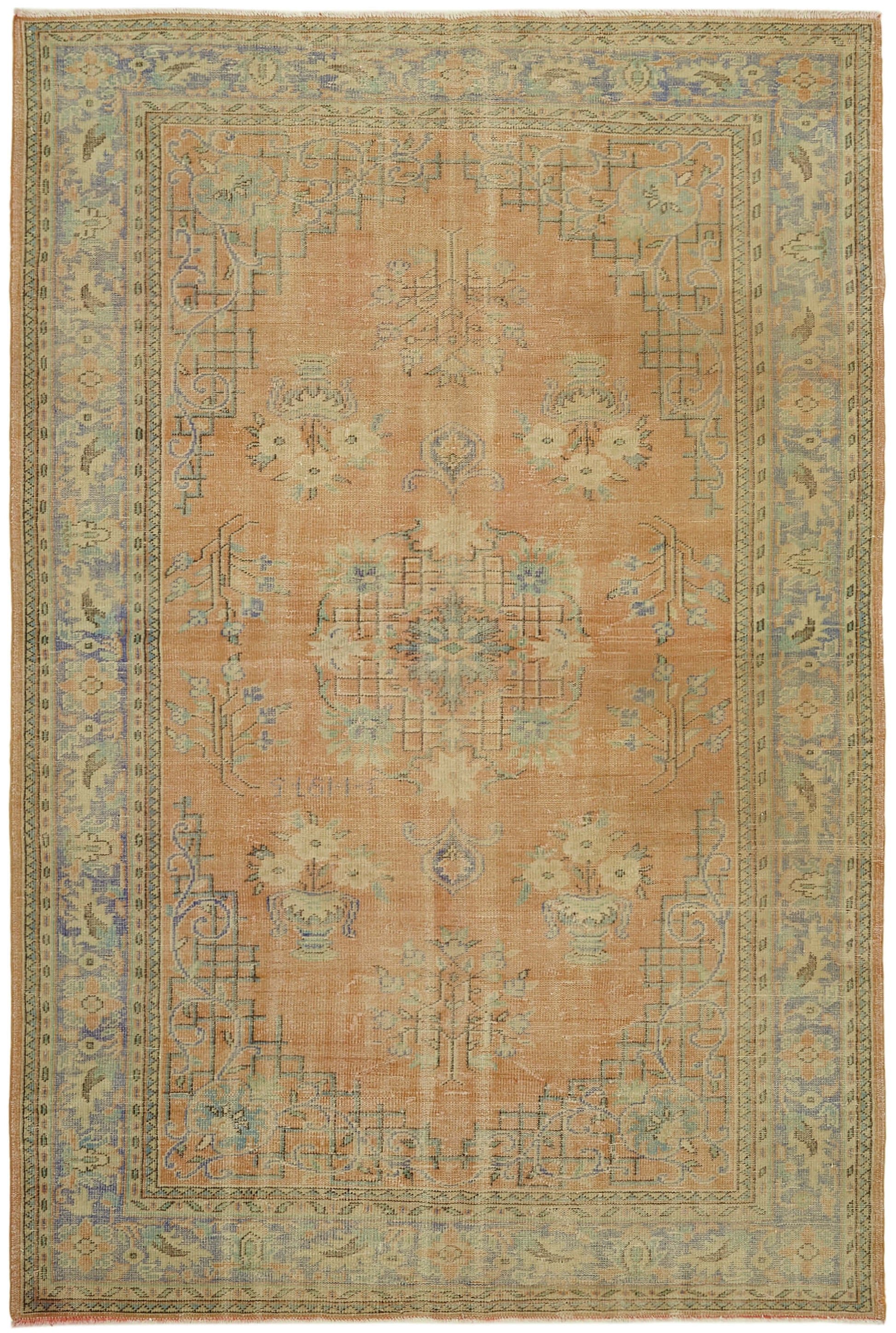 7x11 Beige Turkish Vintage Area Rug - 43450