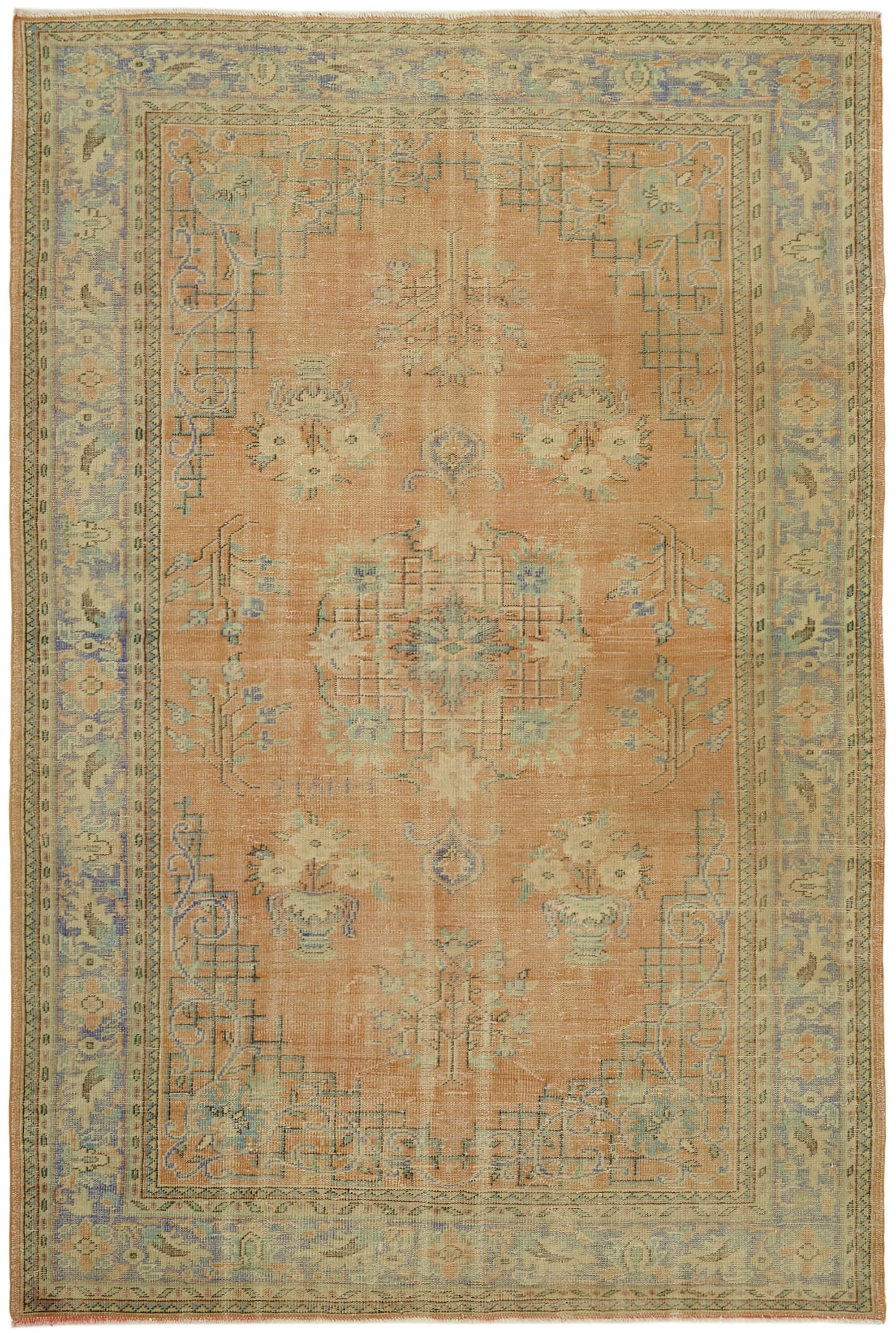 7x11 Beige Turkish Vintage Area Rug - 43450
