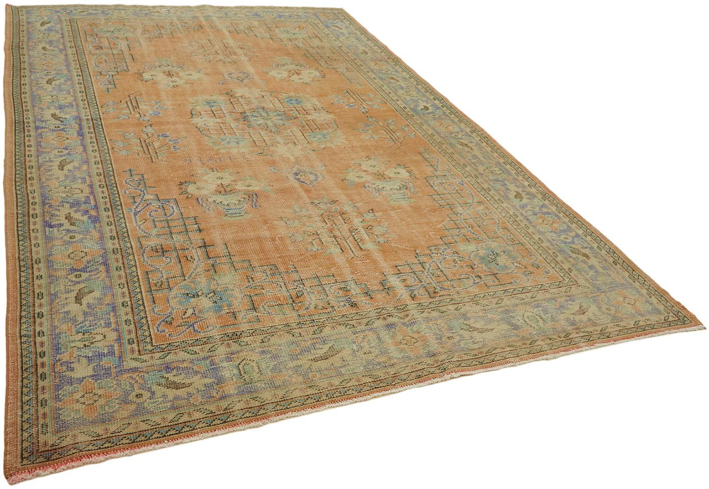 7x11 Beige Turkish Vintage Area Rug - 43450