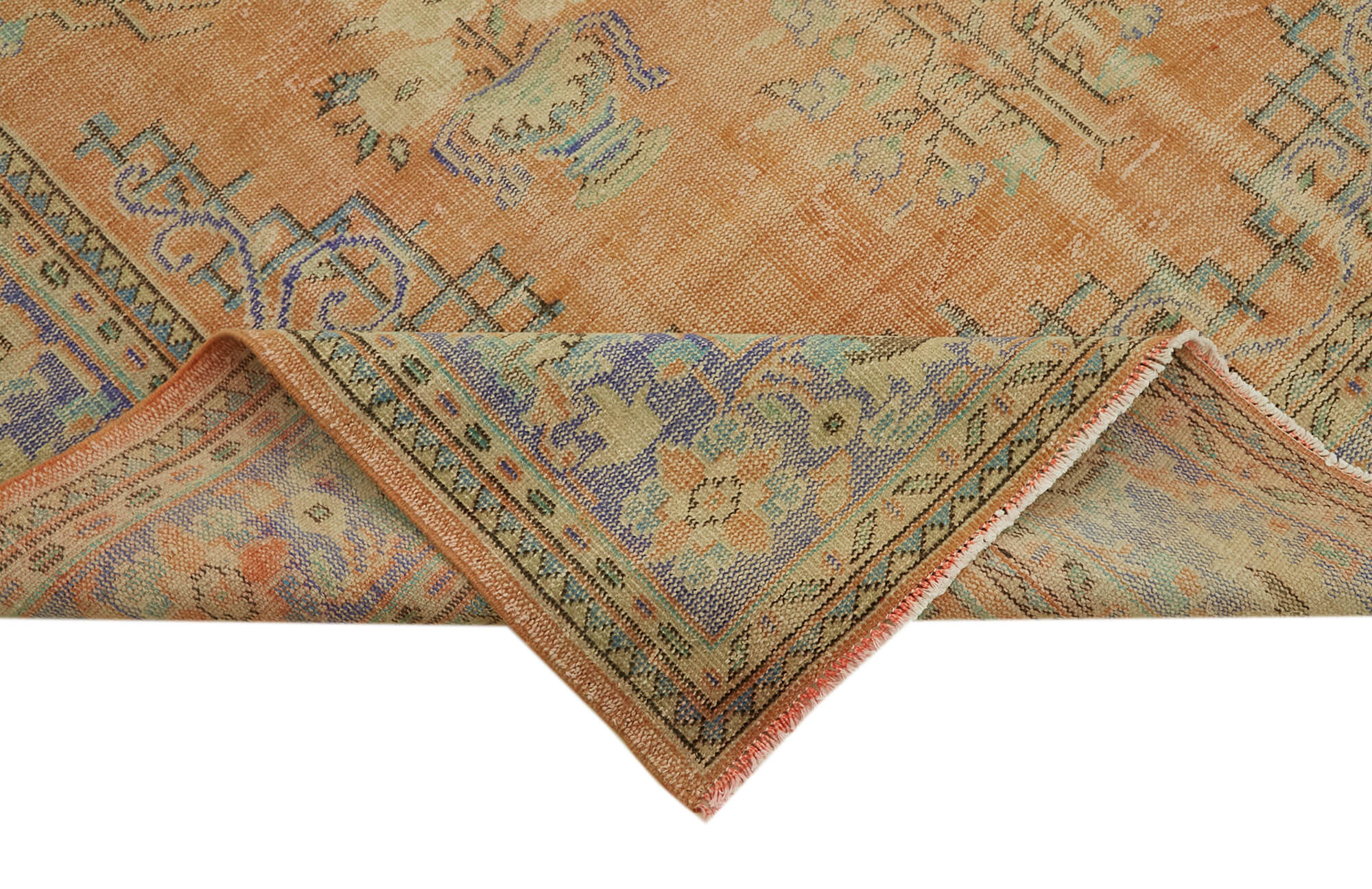 7x11 Beige Turkish Vintage Area Rug - 43450