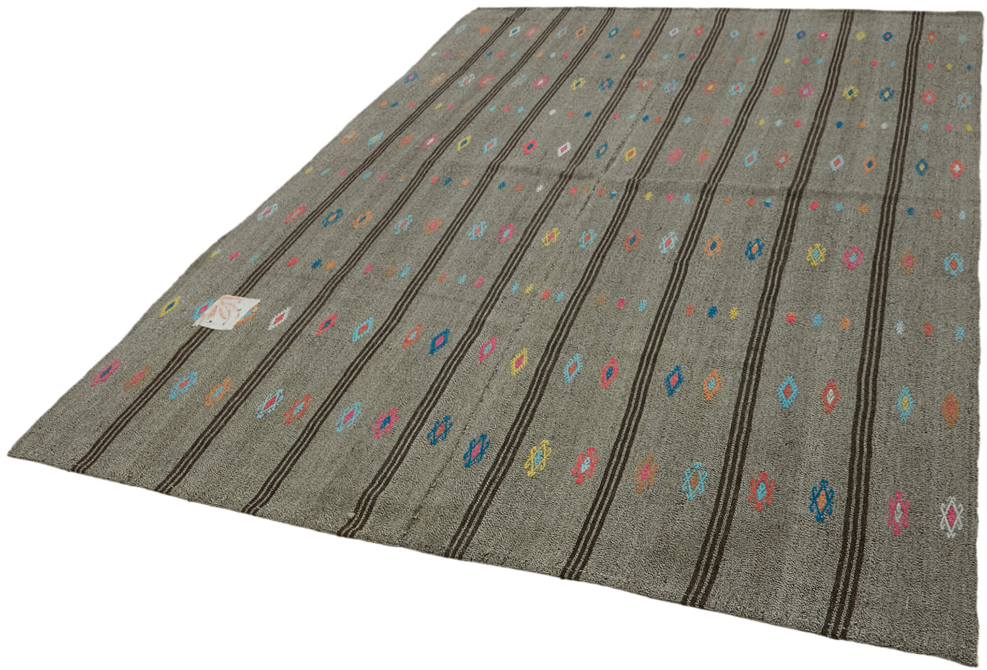 7x9 Grey Anatolian Kilim Rug - 43501