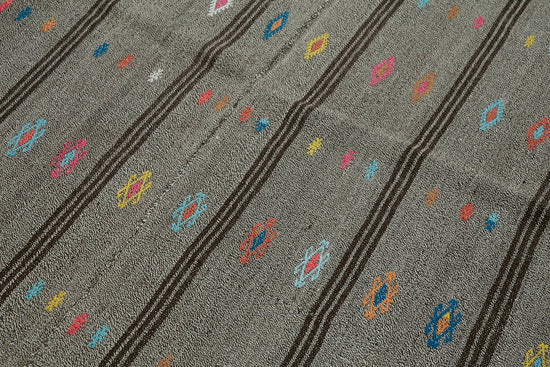 7x9 Grey Anatolian Kilim Rug - 43501