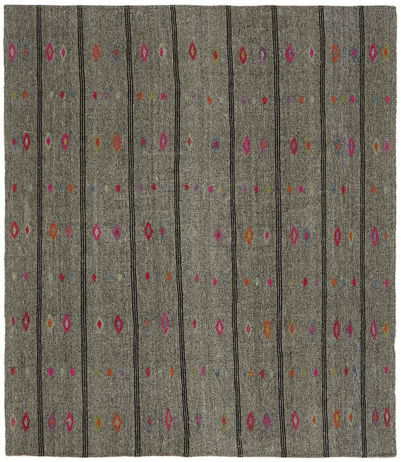 7x9 Grey Anatolian Kilim Rug - 43503