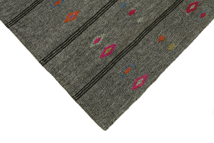 7x9 Grey Anatolian Kilim Rug - 43503
